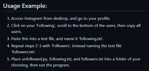 Unfollowed Usage Example